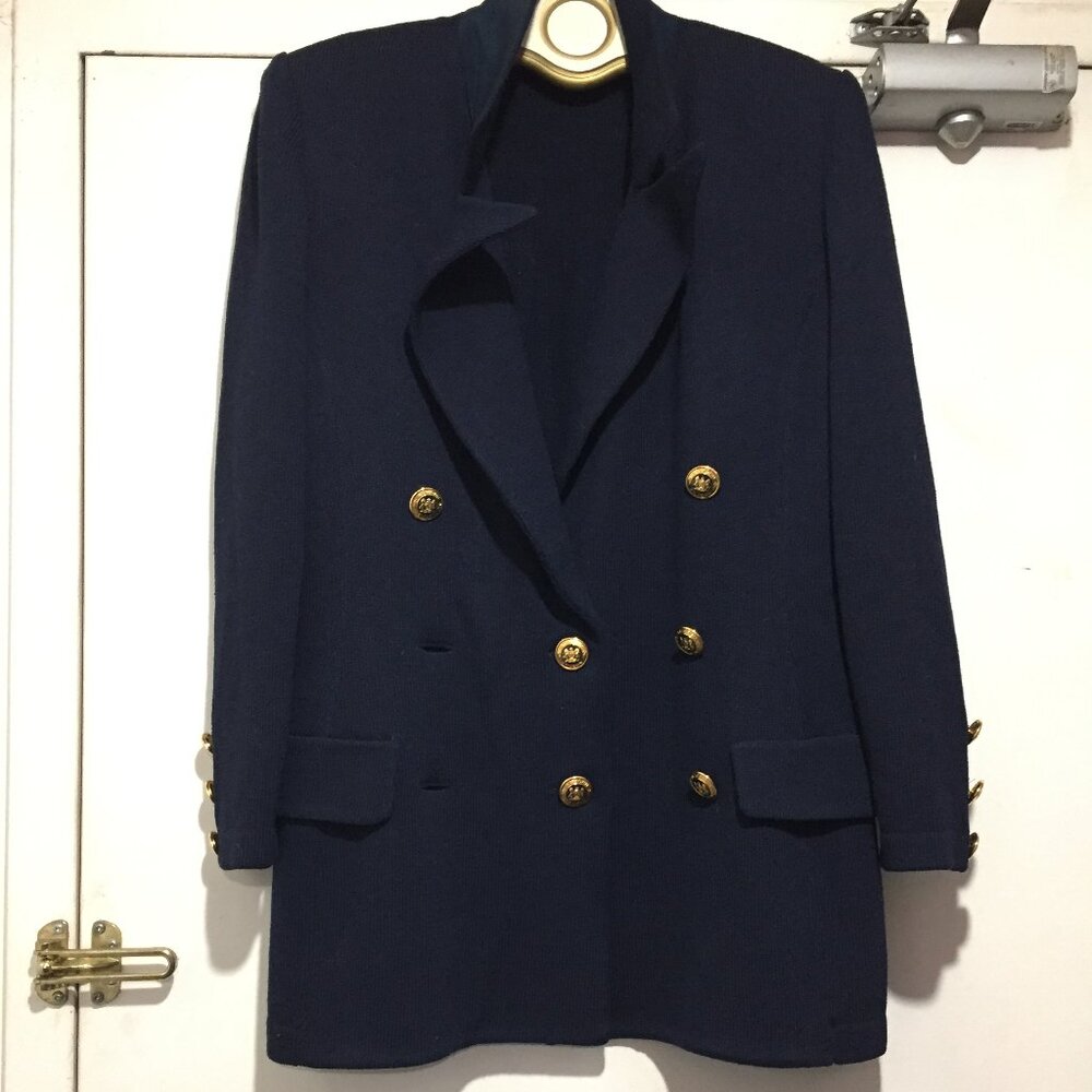 ST JOHN BASIC KNIT WOOL DOUBLE BREAST JACKETS SIZE 10